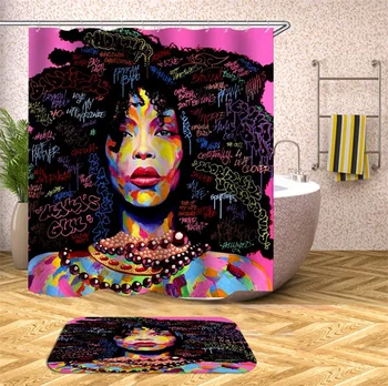 Eco-Priateľský Nepremokavé Kúpeľňa Charakter Sprchový Záves Polyester Textílie Kúpeľňa Opony Umývateľný Vaňa Dekor Sprchové Závesy