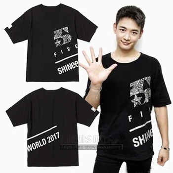 SHINee Svete 2017 päť 5 mimoriadne vydanie rovnaký štýl, Krátky Rukáv T Shirt