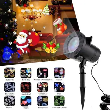 12 Vzory Vianočné Svetlo vonkajšie Vodotesný LED Snowflake Projektor dj, Disco Svetlo Nový Rok Výzdoba Pre Domáce Dekorácie