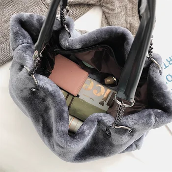 BolsosSac Značky dámske Tašky Luxusné Kožušiny Tašky cez Rameno Pre Ženy 2021 Zimné Dizajnér Lady Kabelka Big Tote Bag Dizajnér Kabelka