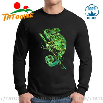 Tatooine, Zelená Chameleon tričko Prémiová Bavlna O-krku Lizard Zviera Tlače Anole T-shirt Zelig Tričko Mäkké Pohodlné Topy