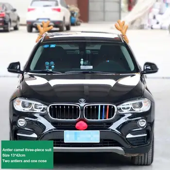 Rudolf Auto Kostým Vianočné Sobie Parohy & Červený Nos pre Vozidlo SUV Dekor