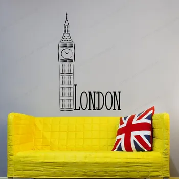 Londýn Panorámu Mesta Vinyl Stenu Big Ben Clock Samolepky na stenu British Okno dekor Spálňa Domov stenu Decor JH81
