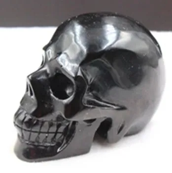 Prírodné čierna obsidián Mahawk lebky ručne ryté bsidian crystal skull uzdravenie pre dekorácie