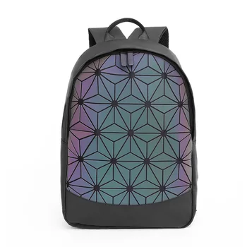 Móda Ženy Batoh Mužov Geometrické Svetelné Batoh 2019 Nové Skladacie Cestovné Tašky Pre Školy Späť Pack Holografické Batohy