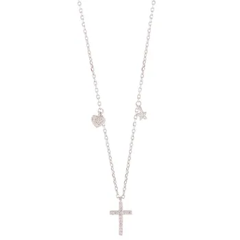 925 Sterling Silver Crystal Kríž, Srdce, Hviezda Kúzlo Nezávislá Choker Náhrdelníky pre Ženy Vyhlásenie, Šperky, Doplnky dz246