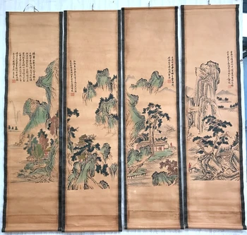 Čína kaligrafie Obrazy Zvitky staré Čínske Maľby PREJDITE ŠTYRI OBRAZOVKY Maľovanie