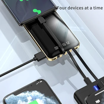 CASEIER 20000mAh Power Bank Typu USB C Android Pre iPhone, Kábel usb LED Svetlo, Vstavaný Kábel Rýchlo Powerbank Prenosné Nabíjačky