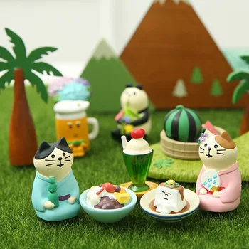 2 ks Svadobný Decole Mačky figúrka Milenca Živice Plavidlá Anime Model home decor miniatúrne víla, záhradné dekorácie DIY príslušenstvo