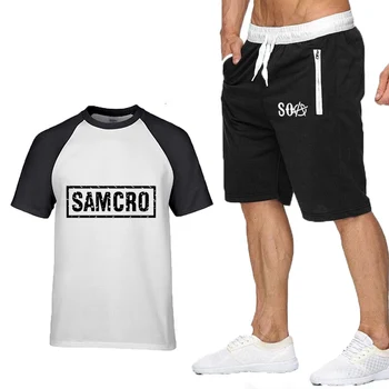 New Horúce TV SOA Synovia Anarchie, T Košele nohavice vyhovovali Športové pánske T-shirt SAMCRO kvalitné Bavlnené pánske T-shirt+šortky oblek
