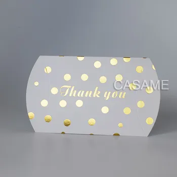 Ďakujeme, že ste merci Dot Prúžok fólie zlato candy Box plavidlá darček Vankúš Tvar Svadobné Prospech Darčekové Krabice koláč Strany Box tašky