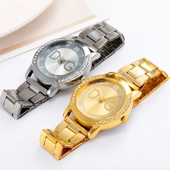GR značky dámske hodinky Európskej pop štýl lDG adies luxusné diamantové hodinky z nerezovej ocele, quartz hodinky dámske ležérne módne hodinky