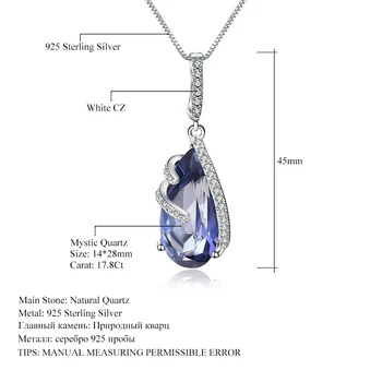 Gem Balet 17.8 Ct Prírodné Iolite Modrá Mystic Quartz 925 Sterling Silver Matky Vintage Náhrdelník & Prívesky, Jemné Šperky