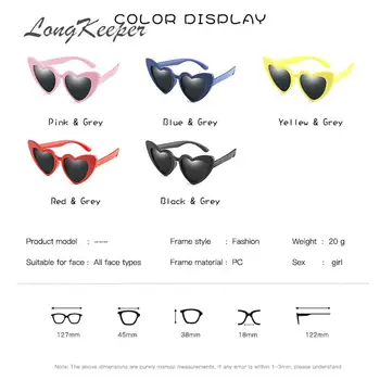 LongKeeper baby girl slnečné okuliare pre deti srdca 2020 TR90 čierne, ružové a červené srdce, slnečné okuliare pre deti polarizované flexibilné uv400