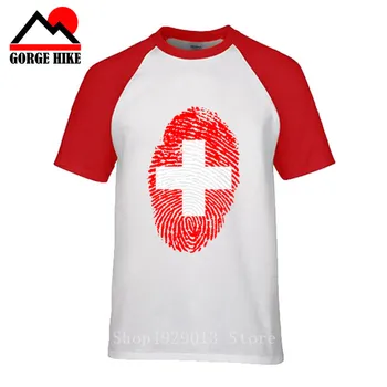 3D Švajčiarskou Konfederáciou Národ Príznak Odtlačkov prstov Dizajn Švajčiarsko Mužov Tričko Slnečnému žiareniu pánske T-Shirt Oblečenie Kolo Golier Tričko