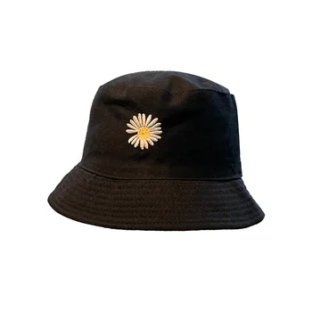 Letné Nové Vedierko Hat Vyšívané Daisy Obojstranné Bavlna Rybár Hat pánske Športové Slnečné Tieňovanie Žien Klobúk