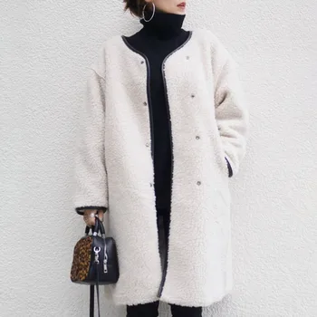 2020 Zimné Teddy Kabát Ženy Fleece Macko Bunda Hrubé Teplé Fleece Bunda Kórejský Solid White Plus Veľkosť Zábal Kabát Minimalistický