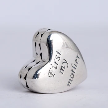 Hodí Pandora Náramky Deň matiek Srdce Kúzlo Korálky Pôvodné 925 Sterling Silver Prvý Moja Matka Srdce Kúzlo Vintage Šperky