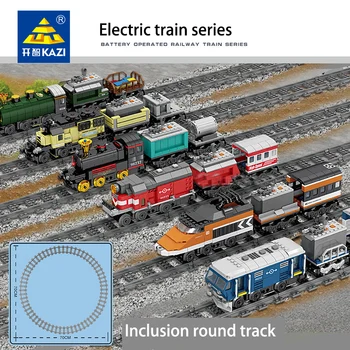Pôvodné KAZI 98230-98235 technológie batériou napájaný elektrickým mesto vlak železničnej tvorca stavebné bloky, hračky pre deti