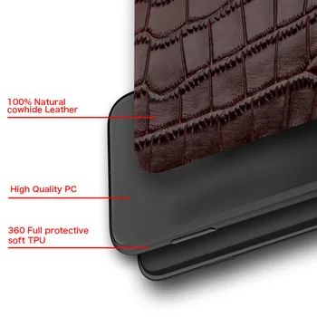 IKOLE Originálne Kožené puzdro Pre Samsung Galaxy S9 10 20 Ultra Poznámka 8 9 A71 A40 A50 A30 Luxusné Krokodíla Vzor Telefón Úplné Pokrytie