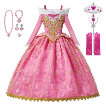 Efektné Šaty Aurora Deti Strany Kostým Chlpaté Dievča Krásy Kostým Princezná Deti Hranie Rolí Šaty Až Na Halloween Oblečenie