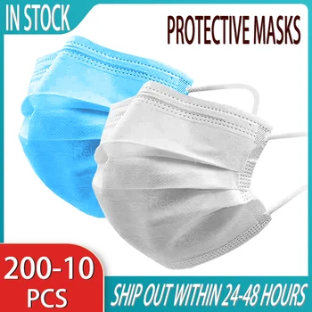 Masku, Jednorazové Úst Priedušný 3-vrstvový Netkaných Prachotesný Ochranné Masky, 50/100/200PCS pleťové Masky Filter Proti Znečisteniu