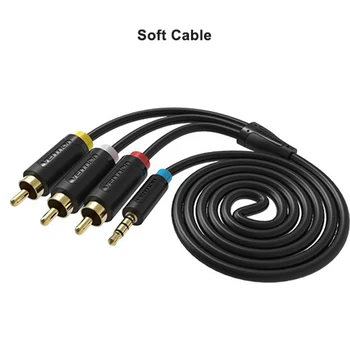 Vencie 3,5 mm 3 RCA Audio kábel Kábel Adaptéra 1,5 m/2 m-Vysoká Kvalita Samec Samec Jack Aux Kábel Pre Android TV Box Reproduktor Ipod 1to3