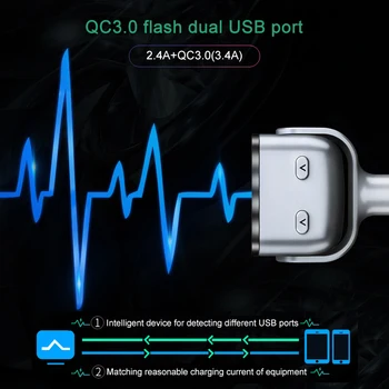 12V Auto Zásuvky pre zapaĺovač Splitter Plug-Dual USB Nabíjačku Adaptér QC3.0 Detekcia Napätia Pre Telefón, MP3 DVR Príslušenstvo