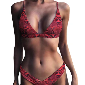 Sexy Had Tlač Bikini 2019 bandeau Plavky Ženy V dna Tangá Plavky Žena Dva kusy Bikini Set brazílske plavky