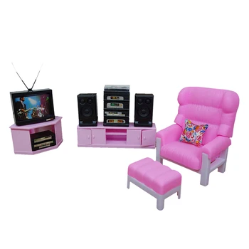 Nový Príchod Retro TV Zábavu Set pre Bábiku Barbie Nábytok 1/6 Rozsahu Miniatúrne Obývacia Izba Príslušenstvo TV Kabinet Hi-Fi