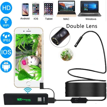 Dual USB Objektív Fotoaparátu Endoskopu ip68 Kanalizácie, Odvodnenie Potrubia Motora Kontrola Kamera Flexibilná Kamera Wifi Borescope pre Mobilný Telefón