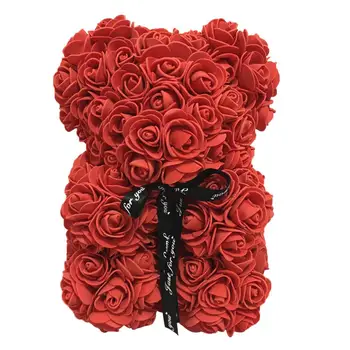 11Styles 25 cm Červená Ruža macko Ruže Kvet Umelé Dekorácie Vianočné Darčeky Ženy Valentines Day Darček