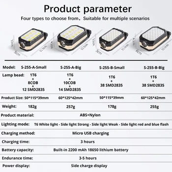 2021 Super Svetlé KLASU Pracovné Svetlo USB Nabíjať Prenosné LED Bleskom Nastaviteľné Nepremokavé Magnet Kempingové Svietidlo Napájanie Displej