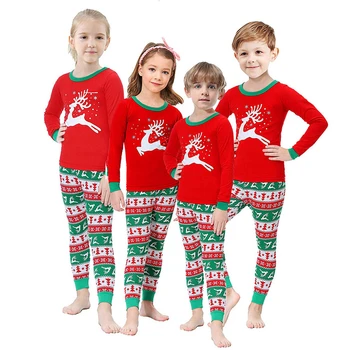 Rodina Zodpovedajúce Oblečenie Oblečenie Set Sa Vianoce Cartoon Jeleň Tlač Pyžamo Vianoce Dospelých, Deti Roztomilý Odev Pyžamá Sleepwear Oblek