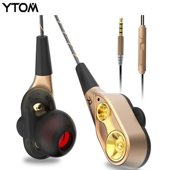 YTOM mimoriadne Vydanie Slúchadlá s Mikrofónom 3,5 mm HD HiFi In Ear Monitor Basy dual Stereo ovládač, Slúchadlá headphons pre Telefón