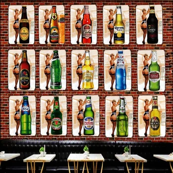 Pitie Vína a Fľaša Piva Retro Kovové Prihlásiť Stenu Pub Reštaurácia kuchyňa Home Art Bar Dekor Cerveza Plagát A-3447