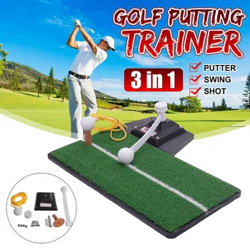 3 v 1, Prenosné Indoor Golf Uvedenie Tréner 360 ° Rotácia Golf Praxe Uvedenie Mat Golf Putter Tréner Indoor Golf Swing Mat