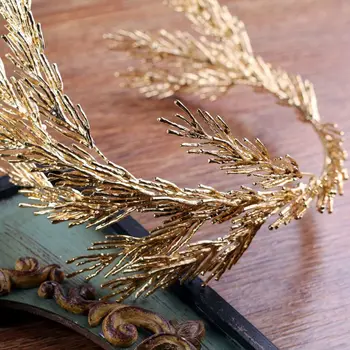 Barokový Korún Gold Leaf hlavový most Vlasy, Šperky, Svadobné Tiara Svadobné Headpiece T4MD