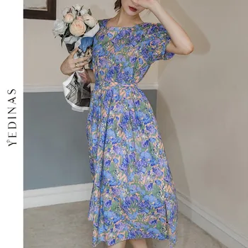 Yedinas Za Francúzsky Letné Šaty Žien Vintage Kvetinové Šaty Dlhé Bežné Dámy Šaty Party Šaty Kórejský Módne Šaty Plus Veľkosť