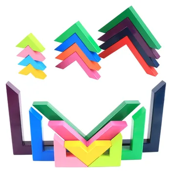 Drevené Rainbow Stohovanie Hra Stacker Geometrie Stavebné Bloky Tvorivé Hniezdenie Vzdelávacie Hračky Pre Deti, Batoľatá Eduction Dary