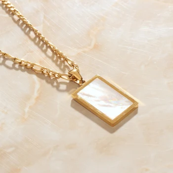 SOMMAR 2020 nový príchod Zlato Vermei prívesky pre ženy námestie biela/čierna shell vintage náhrdelník bijoux ženy