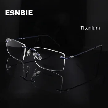 ESNBIE Titanium Ultralight Oko Rám Človek bez obrúčok Okuliare Rám Mužov Optické Okuliare, Rám Námestie Okuliare Krátkozrakosť Mužov