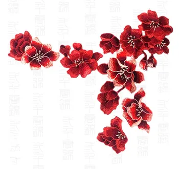 4 Farby Slivkové Kvety Kvetinové Výšivky Patch Textílie Nálepky Nášivka Oblečenie Žehličky Na Šiť Na Patch Plavidlá, Šitie, Opravy