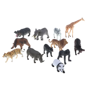 Veľa 12pcs Plastové Zoo Zvierat Model Obrázok Deti Hračky Strany Taška Láskavosti - Tiger, Lev, Zebra Panda Tvar
