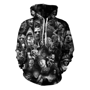 Freddy Jason Vrahov Hororové Filmy 3D Vytlačené Hoodies Muži / Ženy s Kapucňou Mikiny Jeseň vrchné oblečenie, Unisex Polluver S-5XL