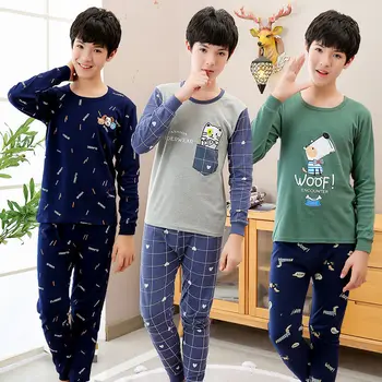 Nové Teen Pyžamo Zimné Dlhé Rukávy Odev detské Oblečenie Chlapci Sleepwear Bavlnené Pyžamá Sady Pre Deti 12 14 16 18 Rokov
