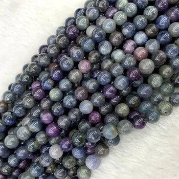 Prírodné Skutočné Fialová Ruby Blue Sapphire Kolo Voľné Tvárou Korálky 8 mm 15