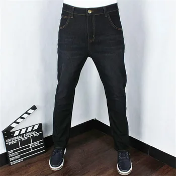 Plus veľkosť 44 46 48 50 pánske džínsy, nohavice kvalitné rovno strečové džínsy mužov dizajnér mens Príležitostných Slim Black Rovné Nohavice