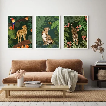 Gepard Lev, Tiger, Leopard Jungle Nordic Plagáty A Tlačí Na Steny Umelecké Plátno Na Maľovanie Obrazov Na Stenu Pre Obývacia Izba Domova