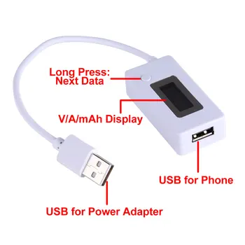 KCX-017 LCD Displej Mini Tvorivé Telefón Nabíjanie pomocou pripojenia USB Detektor Mobilné Napájacie Napätie Prúd Test-er Meter USB Nabíjačka Lekára